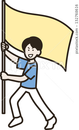 圖:一名男醫生揮舞著旗幟 圖:一名男醫生揮舞著旗幟 132768616