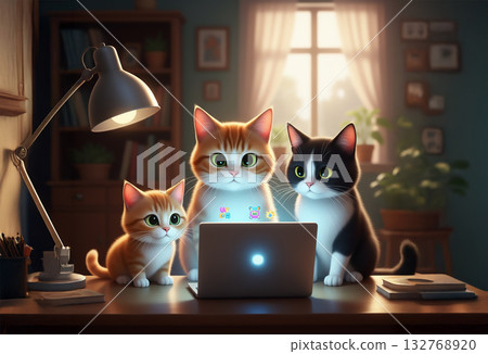 Cats staring at a computer-2 132768920