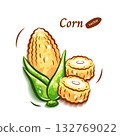 Pop and cute illustration of corn | Fresh vegetables series 132769022