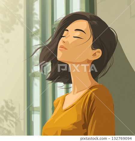 Relaxing woman, calm time, peace of mind 132769094