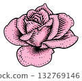 Rose Flower Woodcut Engraved Etching Illustration 132769146