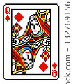 Pixel Art Queen of Diamonds Playing Card Design 132769156