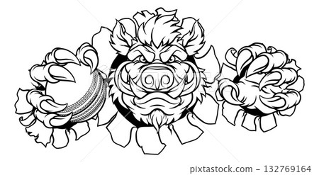 Boar Wild Hog Razorback Warthog Pig Cricket Mascot 132769164