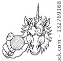 Unicorn Horse Golf Sports Team Mascot Design 132769168