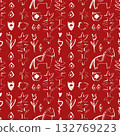 Scandinavian folk red pattern with dala horse floral ornaments hearts and geometric shapes traditional nordic vector 132769223