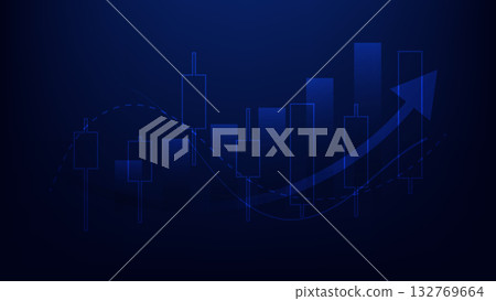 financial market growth and business data analysis.candlesticks with graphic bar chart on blue background financial market growth and business data analysis.candlesticks with graphic bar chart on blue background 132769664