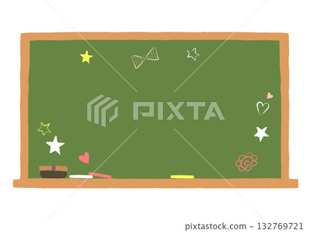 黑板插圖，上面畫著可愛的塗鴉 132769721
