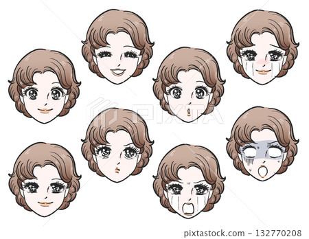 女孩漫畫風格臉部造型套裝 B 132770208