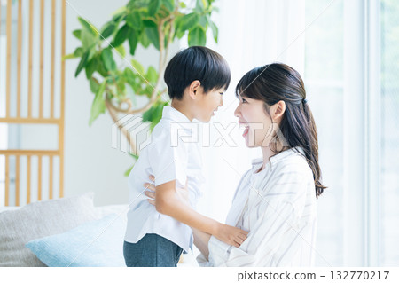 Family portrait of mom and boy 132770217