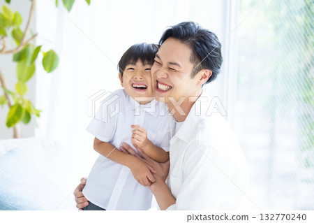 Family: Father and son relaxing 132770240