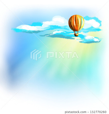 Hot air balloon in the sky with soft background illustration 132770260