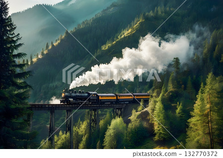 train on the mountain 132770372