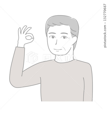 一位老人比出「OK」的手勢 132770687