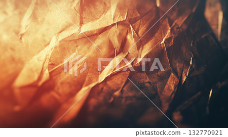 Vintage illustration of distressed old paper with light textured wrinkled brown abstract grunge aged background warm tone 132770921