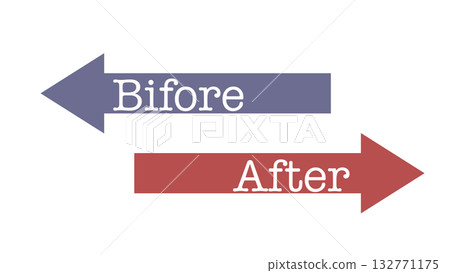 Before and after red and blue arrow set 132771175