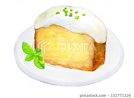 Watercolor illustration, hand-drawn illustration, lemon cake Watercolor illustration, hand-drawn illustration, lemon cake 132771326