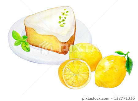 水彩插畫,手繪插畫,檸檬蛋糕 水彩插畫,手繪插畫,檸檬蛋糕 132771330