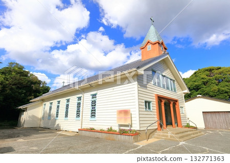[Nagasaki Prefecture] Catholic Kaizu Church on a clear day (Fukue Island, Goto Islands) 132771363