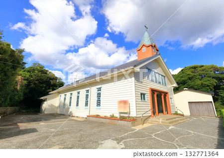[Nagasaki Prefecture] Catholic Kaizu Church on a clear day (Fukue Island, Goto Islands) 132771364