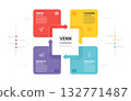 Venn diagram square circle arrow chart template 4 steps options, Business infographic presentation with icons elements vector illustration. 132771487