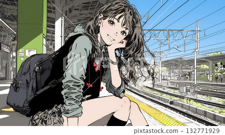 高中女生搭火車上學 高中女生搭火車上學 132771929