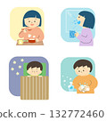 Children's cold prevention illustration set 132772460