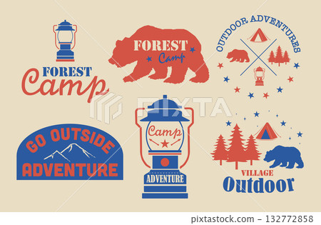 戶外使用的露營標誌 132772858