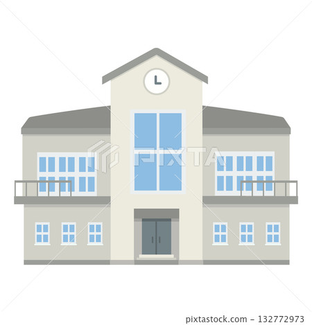 Illustration of a Two-Story School Building 132772973