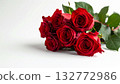 High-resolution photo of a bouquet of red roses against a white background 132772986