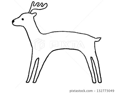 Cute deer black and white illustration Cute deer black and white illustration 132773049