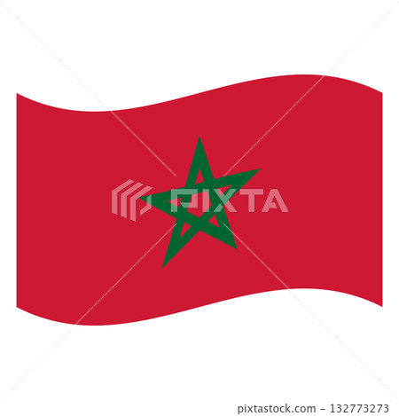 Morocco national waving flag with red field and green star symbol Morocco national waving flag with red field and green star symbol 132773273