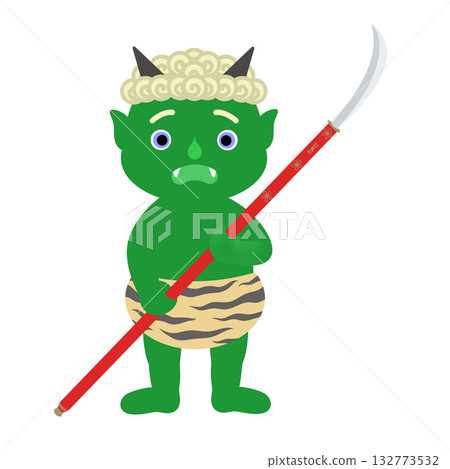 Setsubun_Green demon with a naginata Setsubun_Green demon with a naginata 132773532