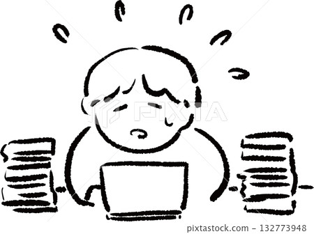 Illustration of a person being overwhelmed by a lot of documents Illustration of a person being overwhelmed by a lot of documents 132773948