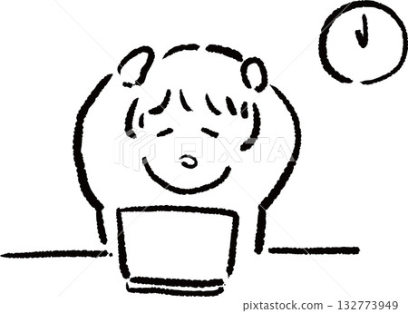 Illustration of a person who is in trouble because of working overtime 132773949