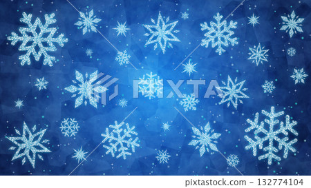 精美閃亮的雪花插畫桌布(藍色背景) 精美閃亮的雪花插畫桌布(藍色背景) 132774104