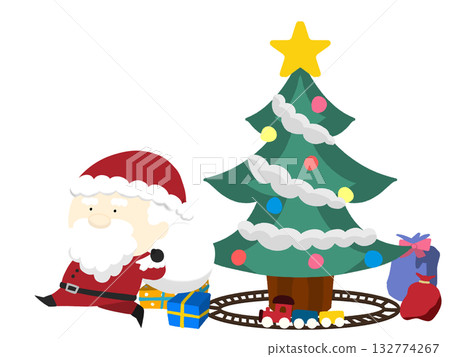 Cute Santa and Christmas tree illustration - Stock Illustration ...