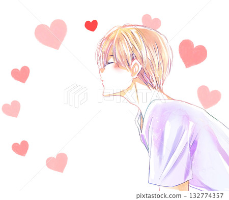 男人即將親吻夏日之心 男人即將親吻夏日之心 132774357