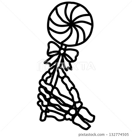 Kawaii Skeleton Hand Holding Lollipop Line Art Illustration Cute Gothic Holiday Sweet Treat Spooky Candy Doodle for Coloring Pages Stickers and Craft Designs Kawaii Skeleton Hand Holding Lollipop Line Art Illustration Cute Gothic Holiday Sweet Treat Spooky Candy Doodle for Coloring Pages Stickers and Craft Designs 132774505
