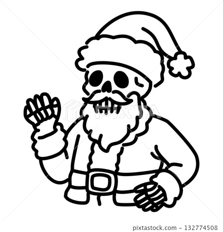 Cute Skeleton Santa Claus Line Art Illustration Kawaii Gothic Christmas Character Spooky Holiday Design Adorable Skeleton Santa Doodle for Coloring Pages and Crafts Cute Skeleton Santa Claus Line Art Illustration Kawaii Gothic Christmas Character Spooky Holiday Design Adorable Skeleton Santa Doodle for Coloring Pages and Crafts 132774508