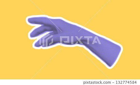 Female hand reaching for something, retro halftone effect 132774584