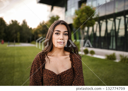 Portrait of beautiful woman with perfect white teeth smile Portrait of beautiful woman with perfect white teeth smile 132774709