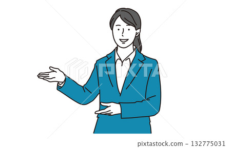 Illustration of a female business person introducing recommendations 132775031