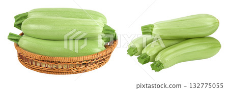 zucchini or marrow isolated on white background with full depth of field 132775055
