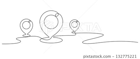 map pin icon symbol one line drawing continuous minimalism 132775221