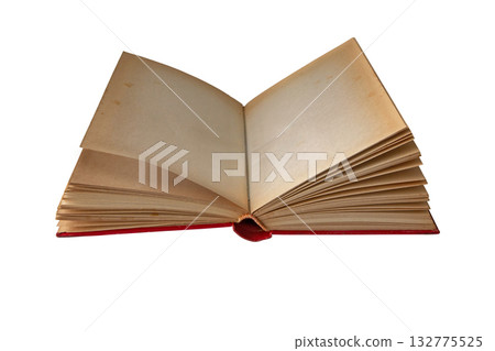 Vintage open book isolated on white background. Old blank pages Vintage open book isolated on white background. Old blank pages 132775525