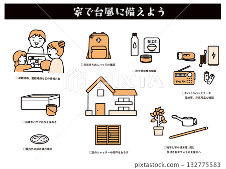 Prepare for a typhoon at home Prepare for a typhoon at home 132775583