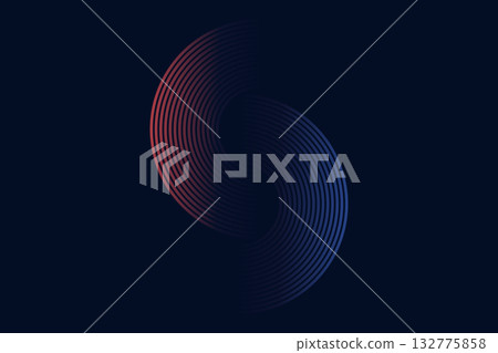 Red Blue Arc Symmetry. Abstract Dual Color Minimalist Design Red Blue Arc Symmetry. Abstract Dual Color Minimalist Design 132775858