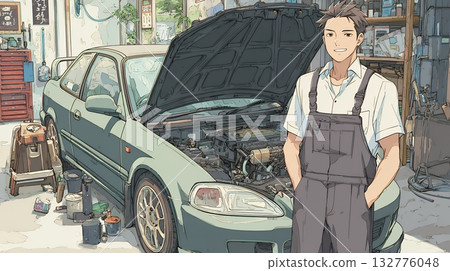 在汽車工廠工作的年輕人 132776048