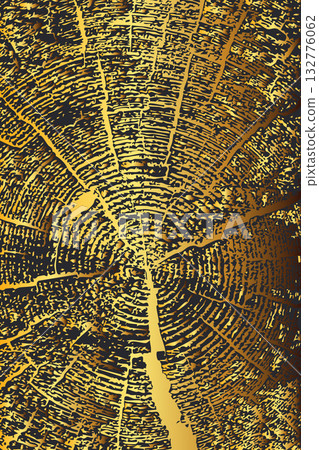 Detailed Tree Trunk Rings Gold Texture 132776062