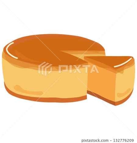 An illustration of a slice cut out from a whole cheesecake 132776209